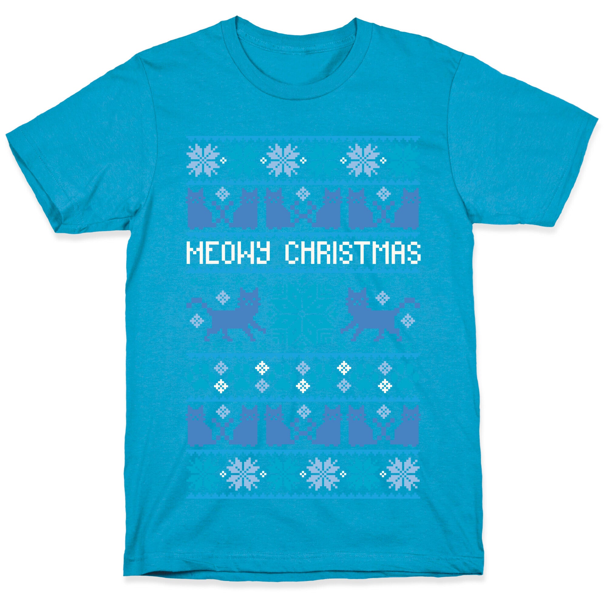 Meowy Christmas Cat Sweater Pattern Unisex Triblend Tee